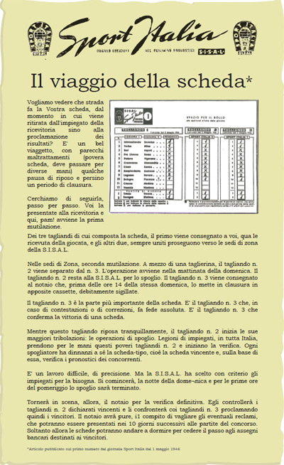 Il viaggio della schedina