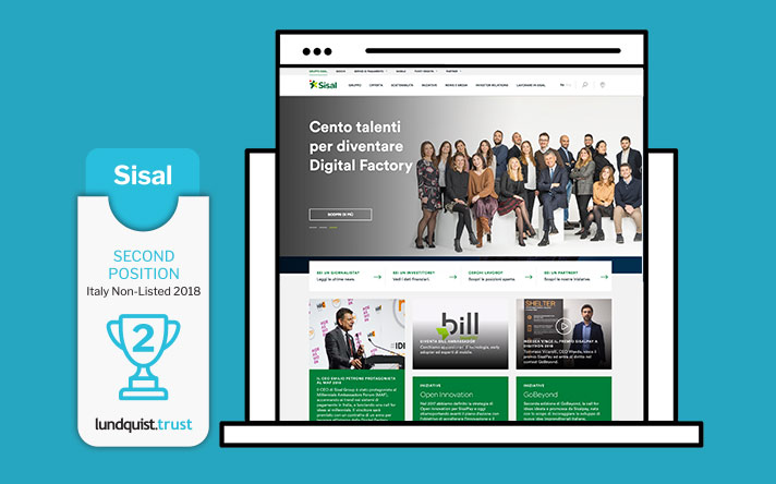 Il Gruppo Sisal si conferma leader nella comunicazione online. Per il secondo anno consecutivo Sisal è la migliore azienda privata nella graduatoria lundquist.trust che annualmente misura la comunicazione digitale delle società non quotate.