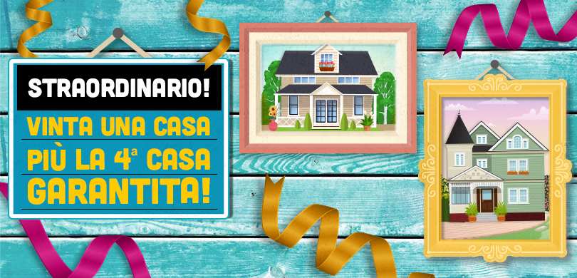 VinciCasa: Vinte due case, la prima a Roma (RM) grazie all’iniziativa “Vincesi Casa Garantita” e la seconda con una giocata online su sisal.it.