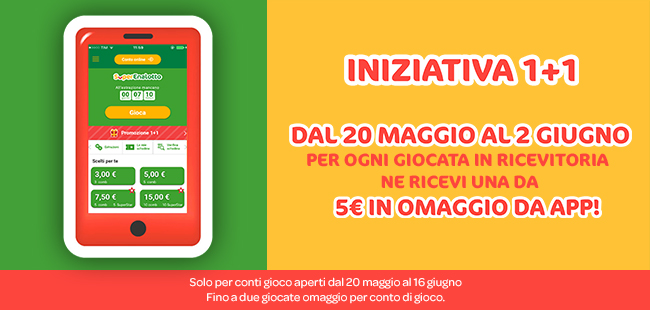 Iniziativa 1+1: Dal 20 maggio al 2 giugno doppia occasione per tentare la fortuna.