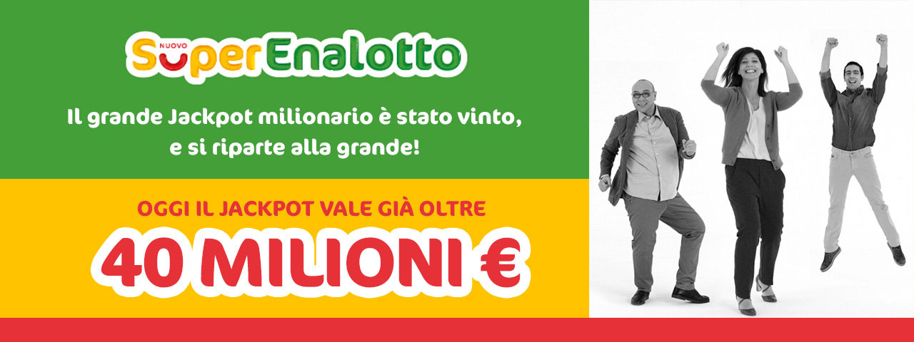 Vinto a Vibo Valentia (VV) il primo jackpot del nuovo SuperEnalotto: un 6 da 163,5 milioni di euro. Il jackpot riparte con un montepremi di oltre 41 milioni di euro disponibile per il concorso di sabato 29 ottobre 2016.