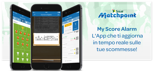 My Score Alarm, la nuova App di Sisal Matchpoint per essere avvisati in tempo reale sull'esito delle proprie scommesse.